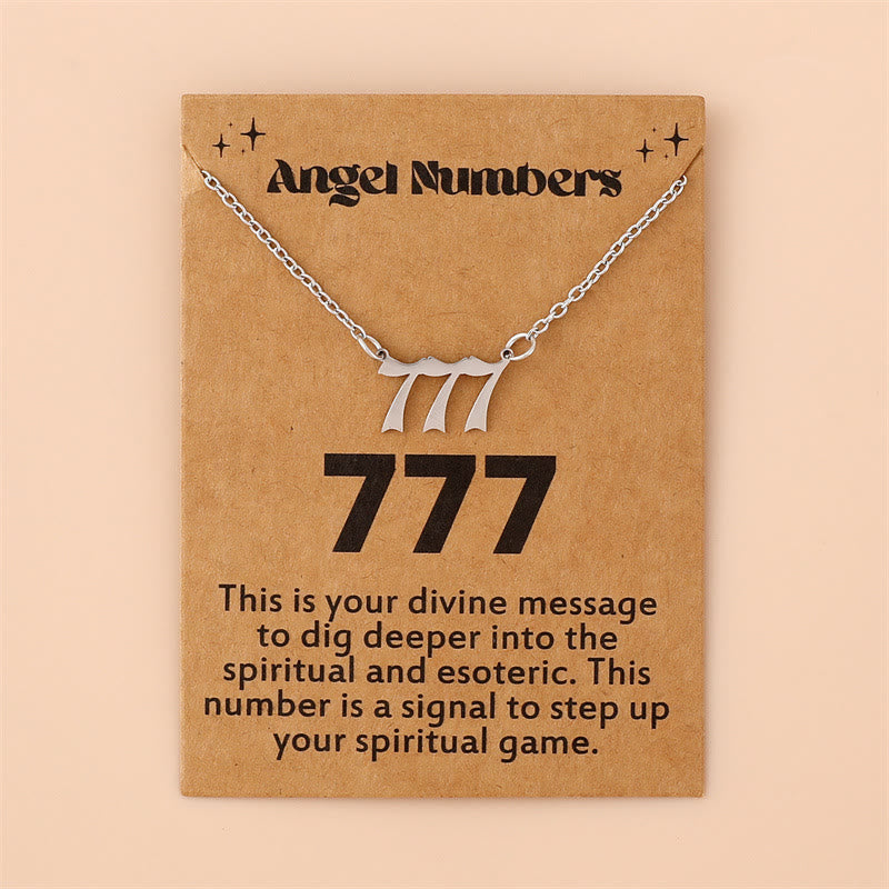 Olivenorma Angel Number Stainless Steel Necklace - 777 - Silver - image 15