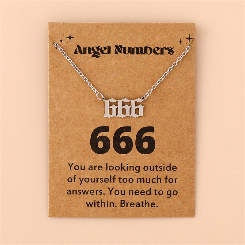 Olivenorma Angel Number Stainless Steel Necklace - 666 - Silver - image 13