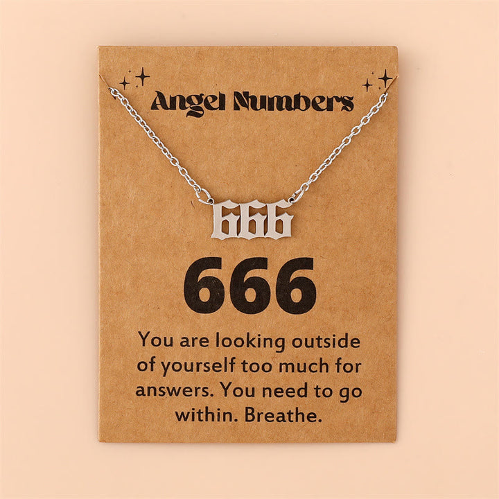 Olivenorma Angel Number Stainless Steel Necklace - 666 - Silver - image 13
