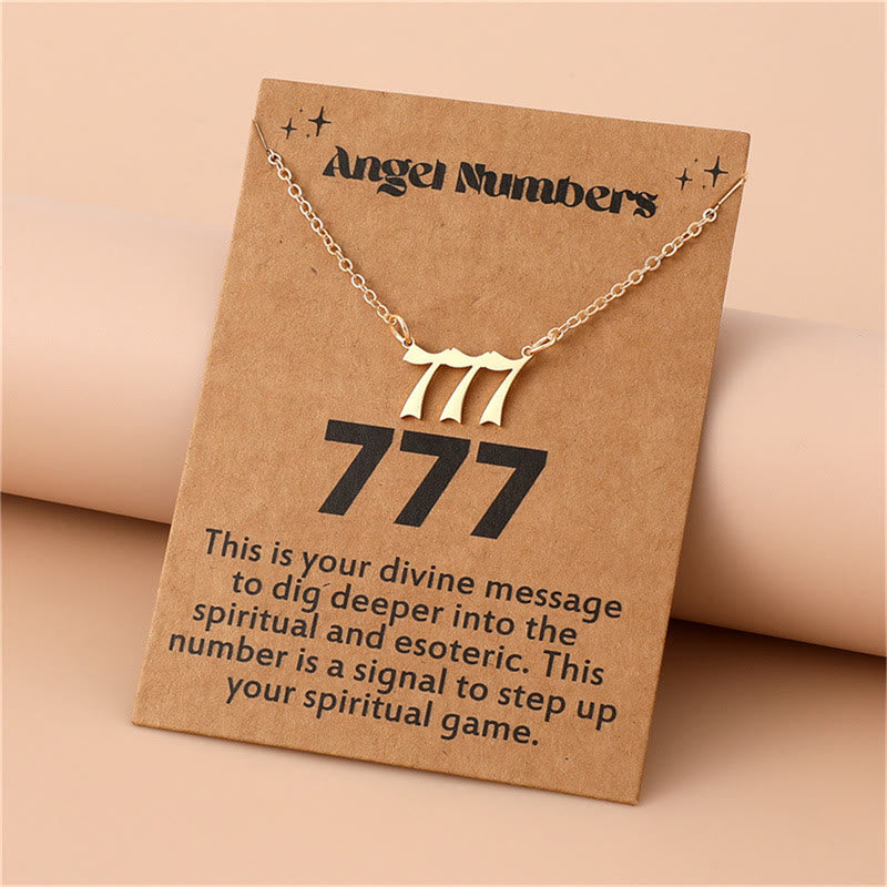 Olivenorma Angel Number Stainless Steel Necklace - 777 - Golden - image 16