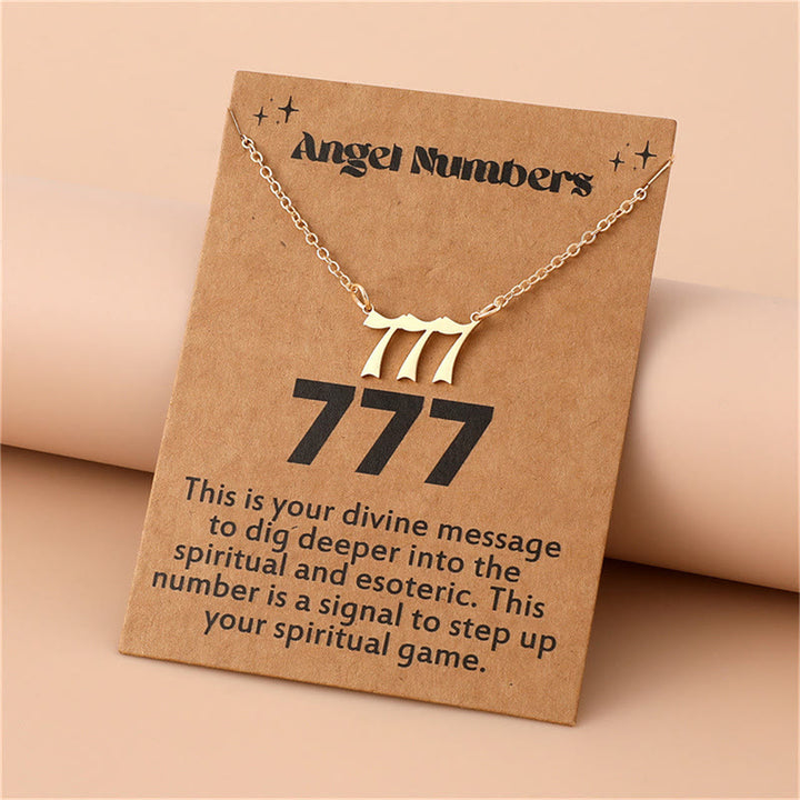 Olivenorma Angel Number Stainless Steel Necklace - 777 - Golden - image 16