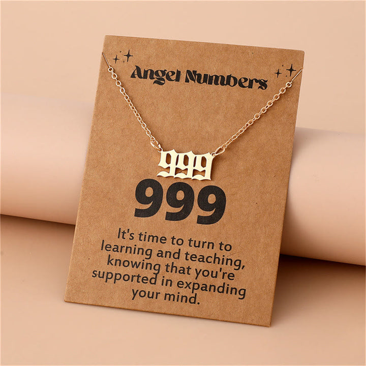Olivenorma Angel Number Stainless Steel Necklace - 999 - Golden - image 20