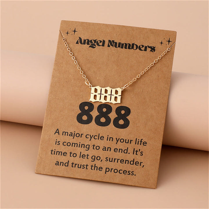 Olivenorma Angel Number Stainless Steel Necklace - 888 - Golden - image 18