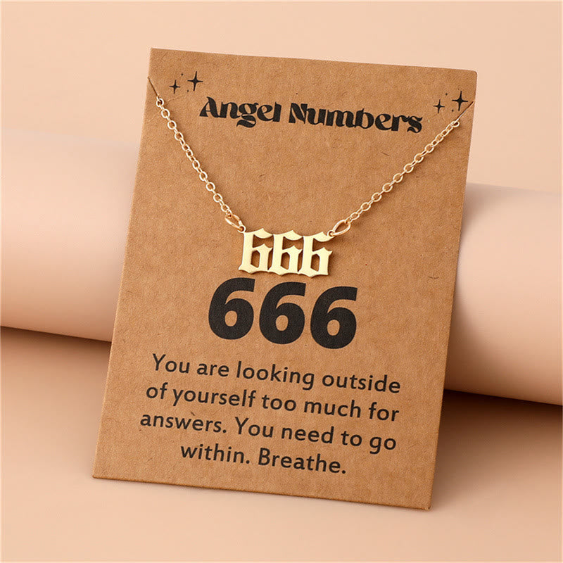 Olivenorma Angel Number Stainless Steel Necklace - 666 - Golden - image 14