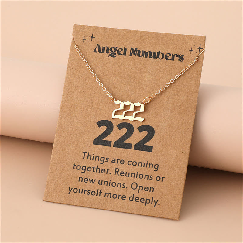 Olivenorma Angel Number Stainless Steel Necklace - 222 - Golden - image 6
