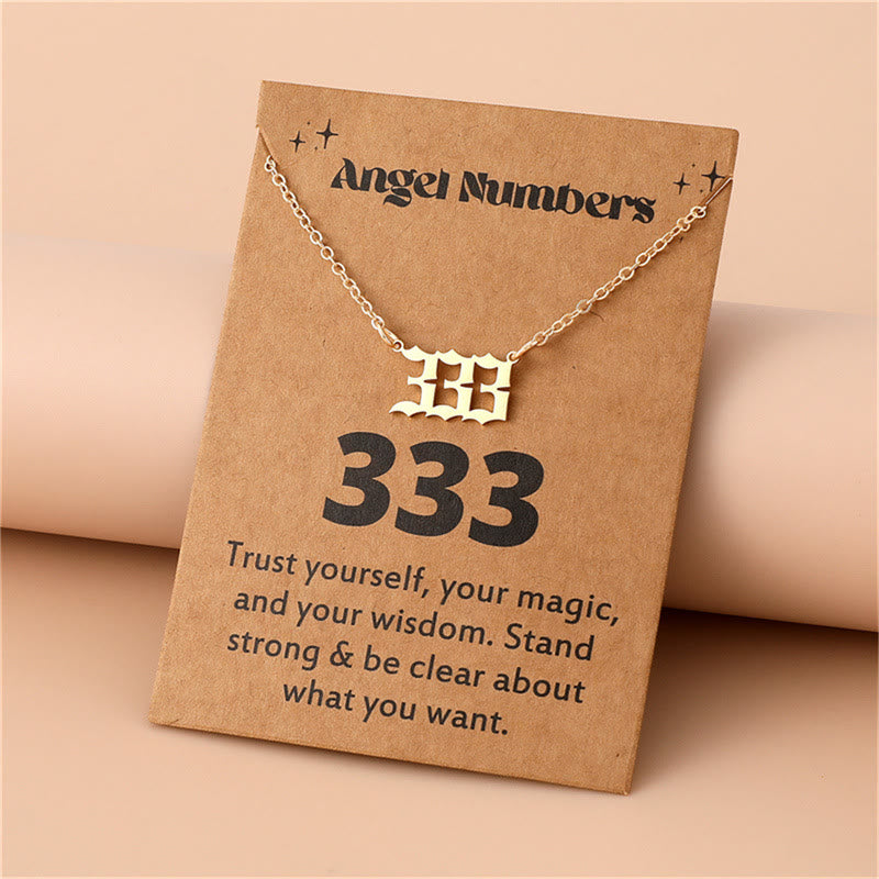 Olivenorma Angel Number Stainless Steel Necklace - 333 - Golden - image 8