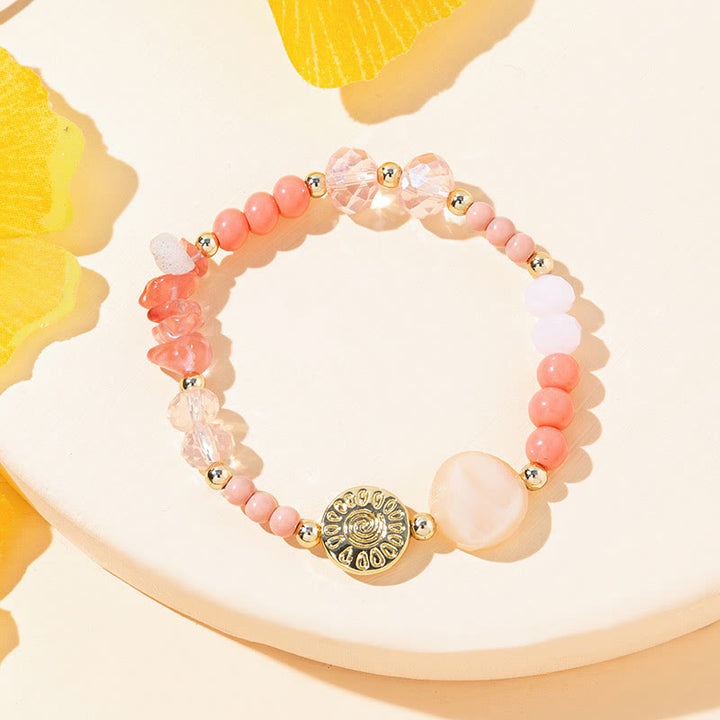 Olivenorma Natural Stone Agate Beaded Bracelet - Red Smelting Quartz&Pink Opal - image 5