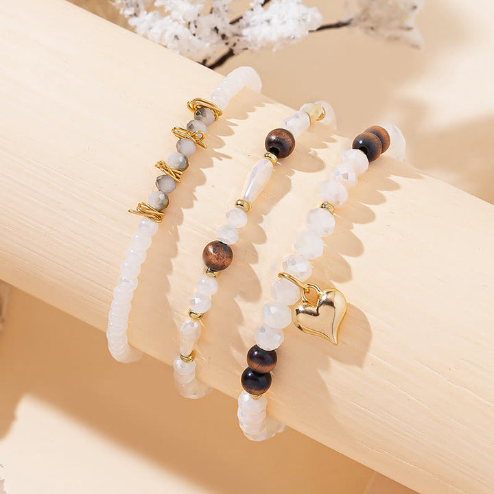 Olivenorma Crystal Gold Love Pendant Three-Layer Bracelet Set - image 3