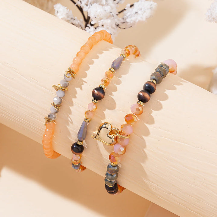 Olivenorma Crystal Gold Love Pendant Three-Layer Bracelet Set - image 7