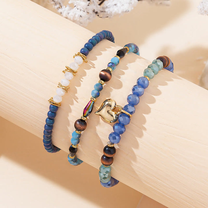 Olivenorma Crystal Gold Love Pendant Three-Layer Bracelet Set - image 11