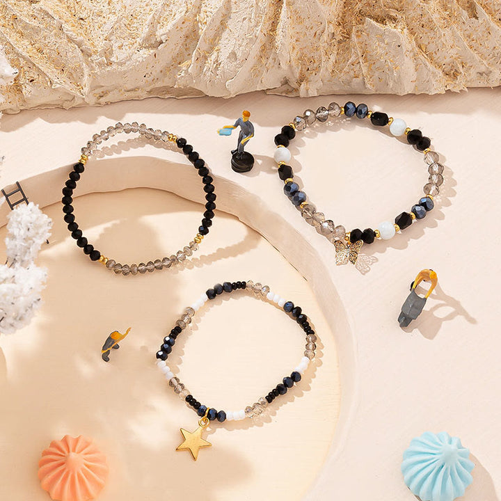 Olivenorma Crystal Beaded Gold Star Pendant Triple Layer Bracelet Set - image 6