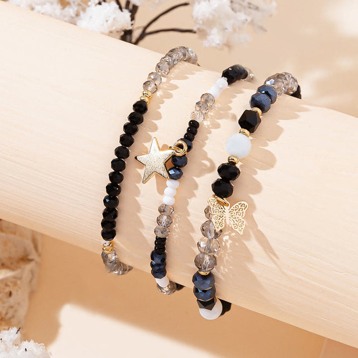 Olivenorma Crystal Beaded Gold Star Pendant Triple Layer Bracelet Set - image 7