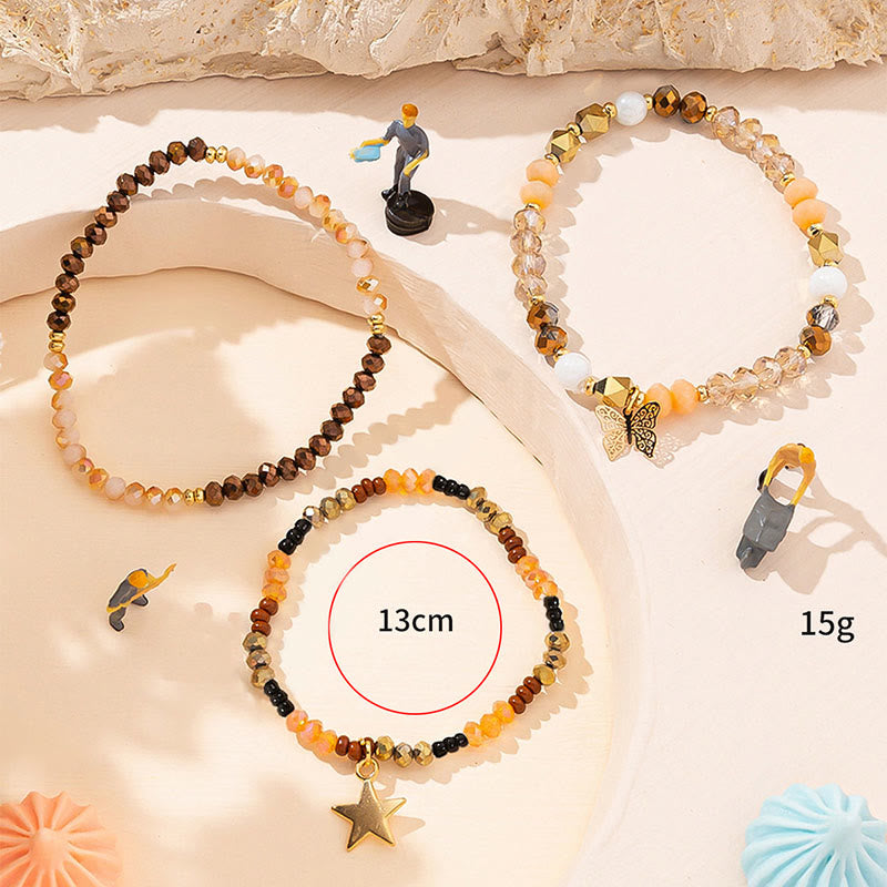Olivenorma Crystal Beaded Gold Star Pendant Triple Layer Bracelet Set - image 13