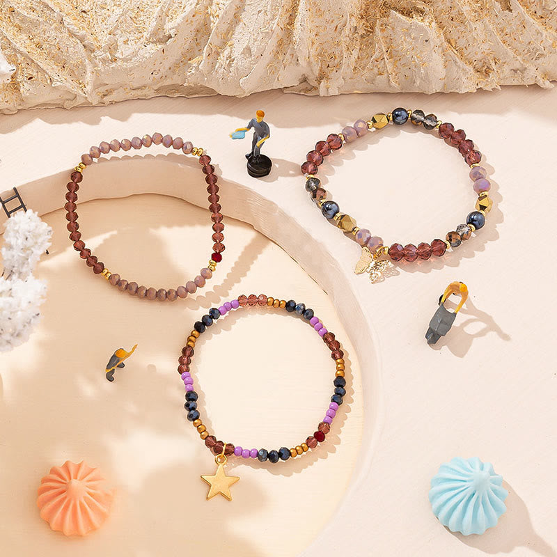 Olivenorma Crystal Beaded Gold Star Pendant Triple Layer Bracelet Set - image 10