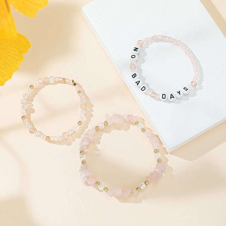Olivenorma "No Bad Days" Crystal Beaded Three Layer Bracelet Set - image 13