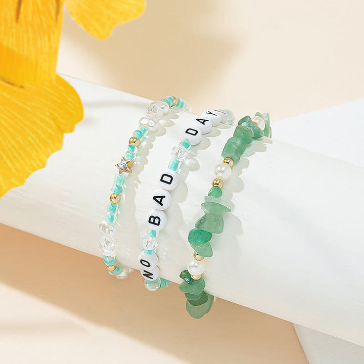 Olivenorma "No Bad Days" Crystal Beaded Three Layer Bracelet Set - image 18