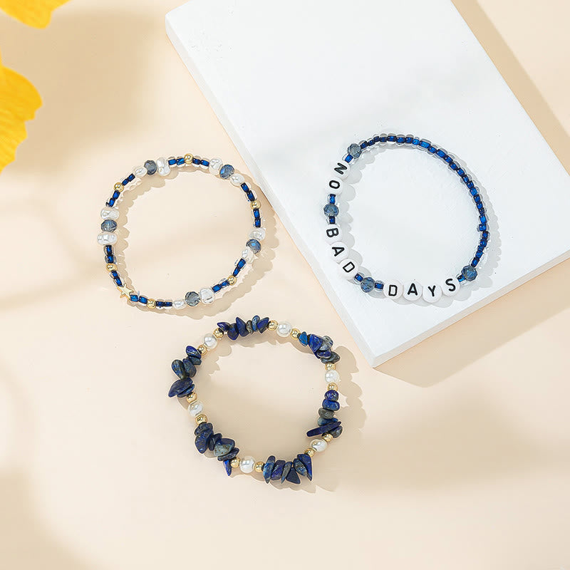 Olivenorma "No Bad Days" Crystal Beaded Three Layer Bracelet Set - image 9