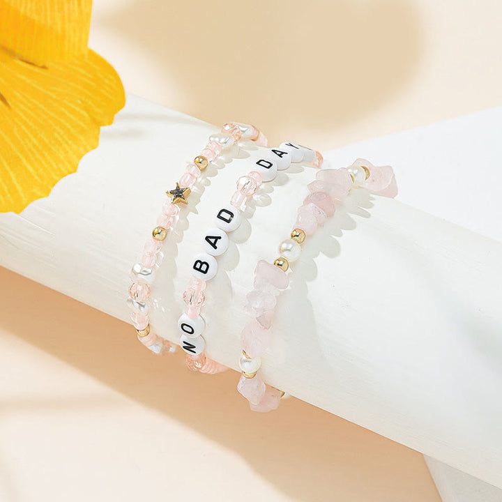 Olivenorma "No Bad Days" Crystal Beaded Three Layer Bracelet Set - image 14