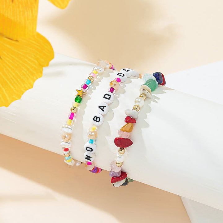 Olivenorma "No Bad Days" Crystal Beaded Three Layer Bracelet Set - image 7