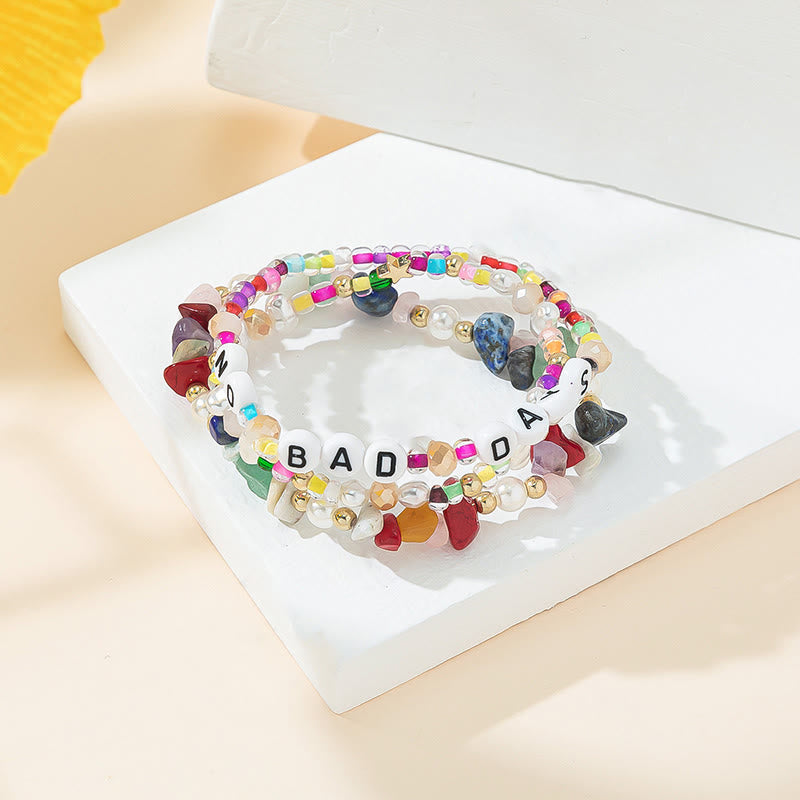 Olivenorma "No Bad Days" Crystal Beaded Three Layer Bracelet Set - Colored Stones - image 4