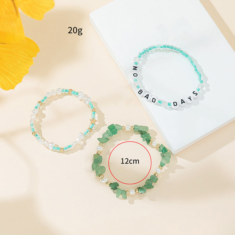 Olivenorma "No Bad Days" Crystal Beaded Three Layer Bracelet Set - image 19