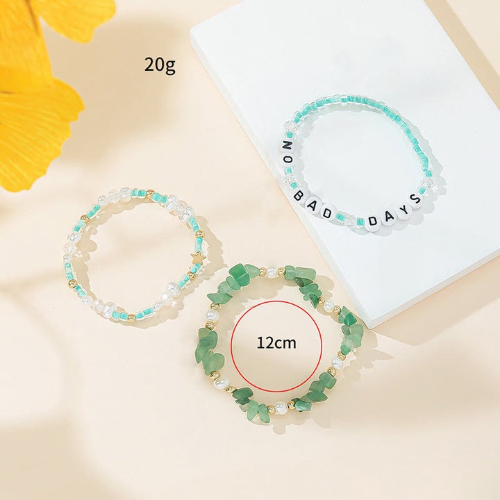 Olivenorma "No Bad Days" Crystal Beaded Three Layer Bracelet Set - image 19
