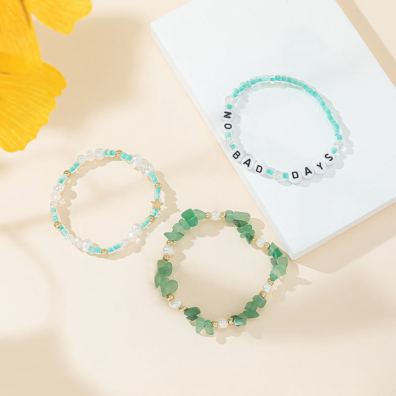Olivenorma "No Bad Days" Crystal Beaded Three Layer Bracelet Set - image 17