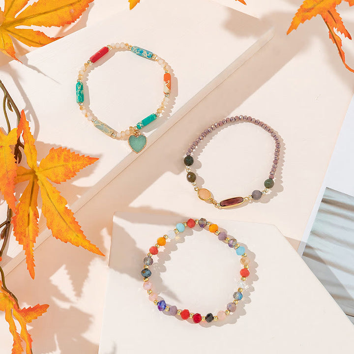 Olivenorma Bohemian Style Love Pendant Three Layer Bracelet Set - image 2