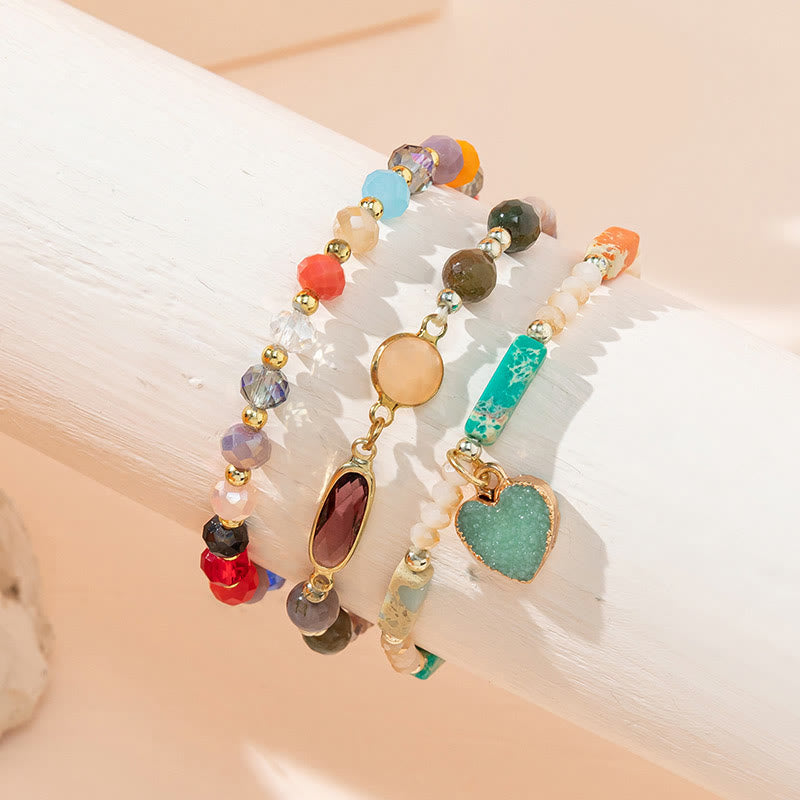 Olivenorma Bohemian Style Love Pendant Three Layer Bracelet Set - image 3