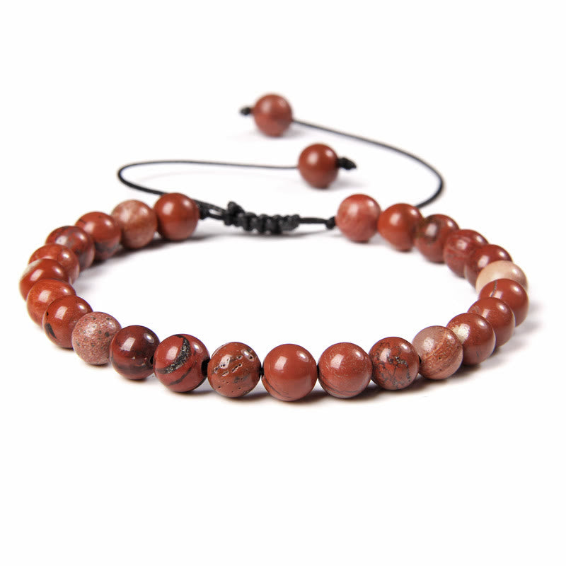 Olivenorma Natural 6mm Stone Beads Braided Wrap Bracelet - Red Jasper - image 26