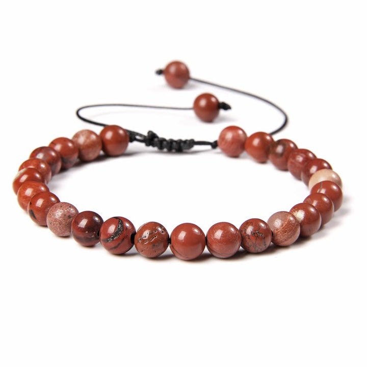 Olivenorma Natural 6mm Stone Beads Braided Wrap Bracelet - Red Jasper - image 26
