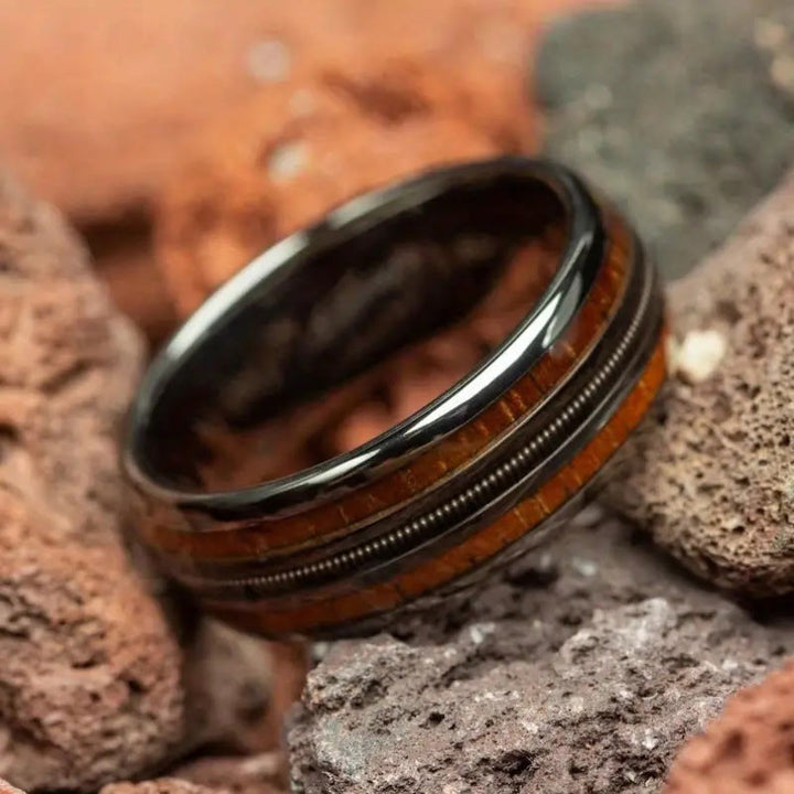 Olivenorma Guitar String Hawaiian Koa Gunmetal Tungsten Ring - 13 - image 0