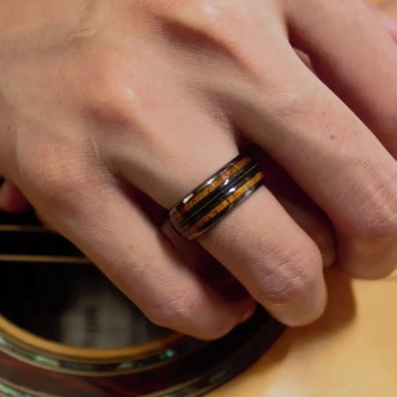 Olivenorma Guitar String Hawaiian Koa Gunmetal Tungsten Ring - image 2