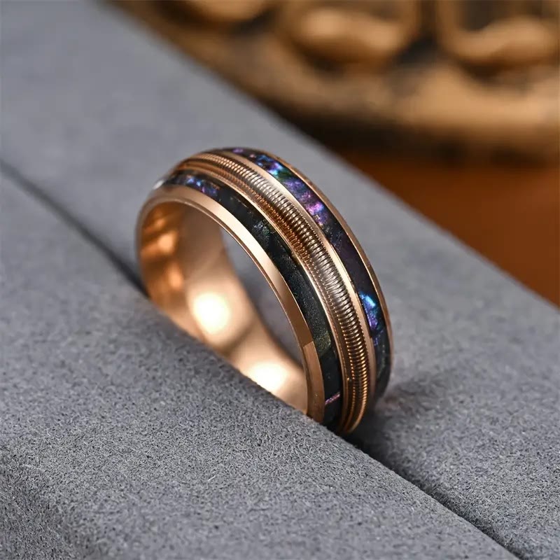 Olivenorma Spring Color Shell Rose Gold Stainless Steel Ring - image 1