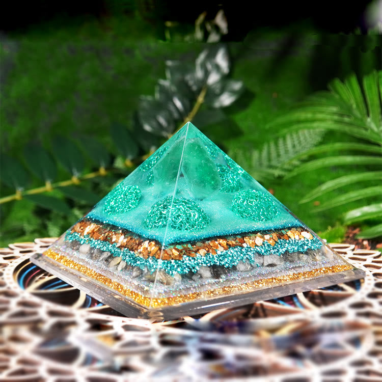 Olivenorma Green Fluorite Labradorite Healing Orgone Pyramid - image 2