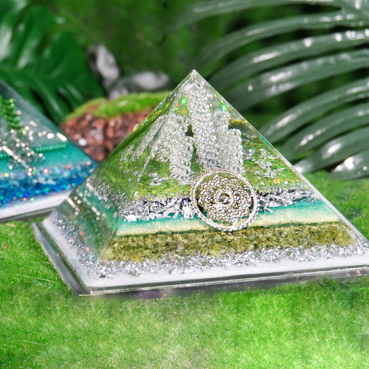 Olivenorma Peridot Prehnite Healing Orgone Pyramid - image 1