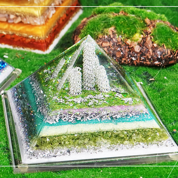 Olivenorma Peridot Prehnite Healing Orgone Pyramid - image 2