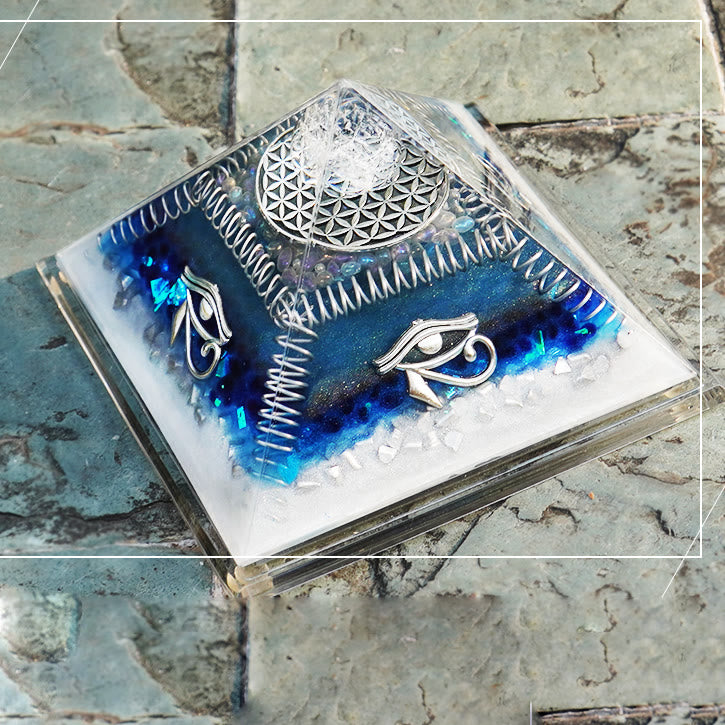 Olivenorma Aquamarine Eye of Horus Healing Orgone Pyramid - image 3