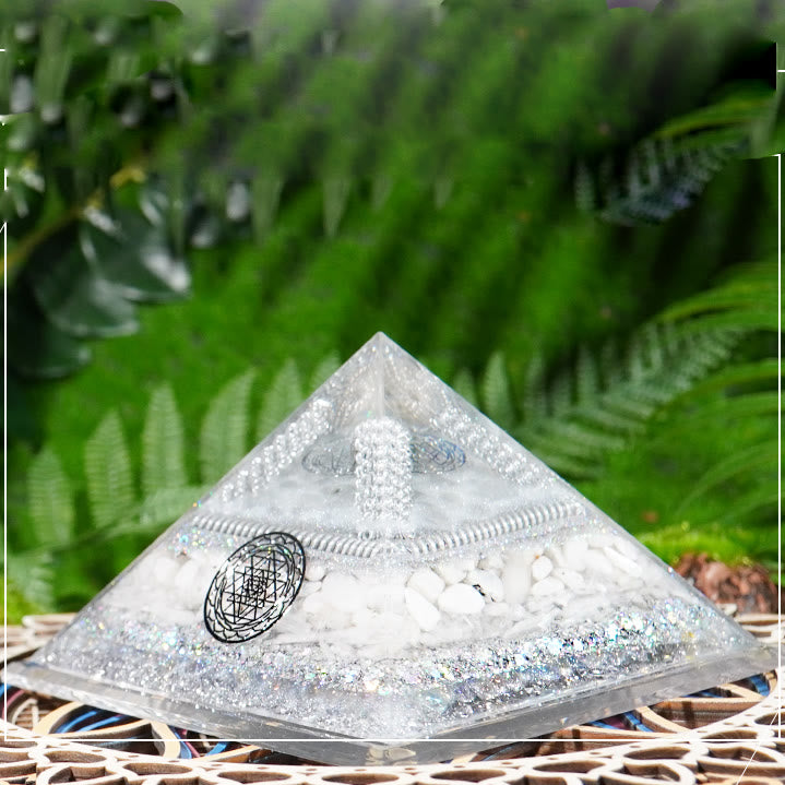 Olivenorma Clear Crystal Moonstone Healing Orgone Pyramid - image 2