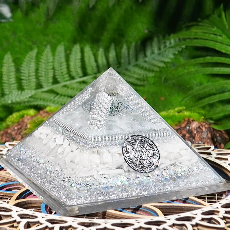 Olivenorma Clear Crystal Moonstone Healing Orgone Pyramid - image 1