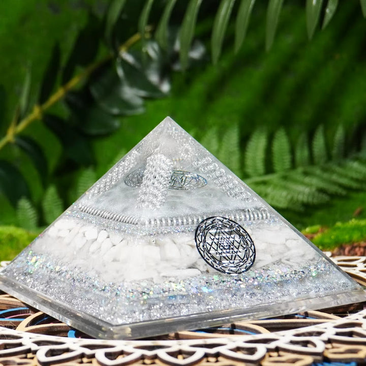 Olivenorma Clear Crystal Moonstone Healing Orgone Pyramid - 3.14''*5.12''(8cm X 13cm) - image 0