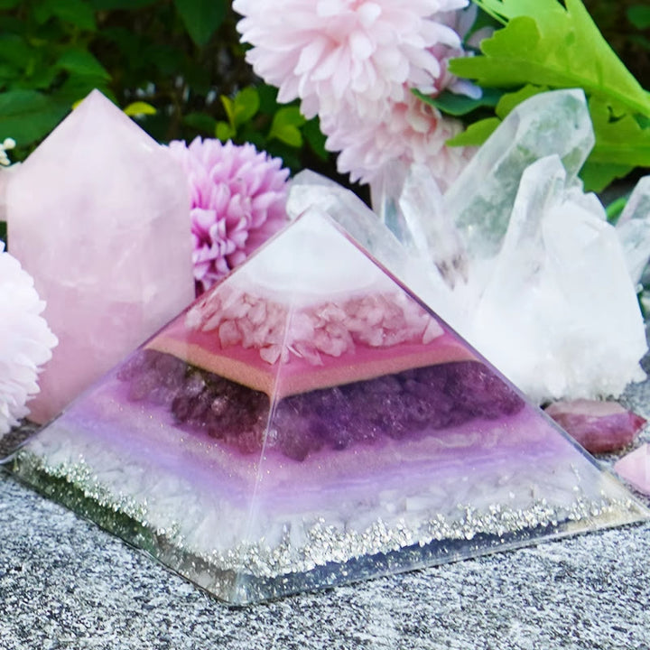 Olivenorma Rose Strawberry Quartz Amethyst Love Orgone Pyramid - image 2