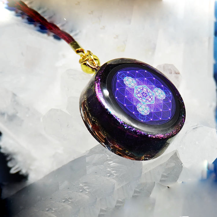Olivenorma Amethyst Garnet Flower of Life Orgone Necklace - image 5