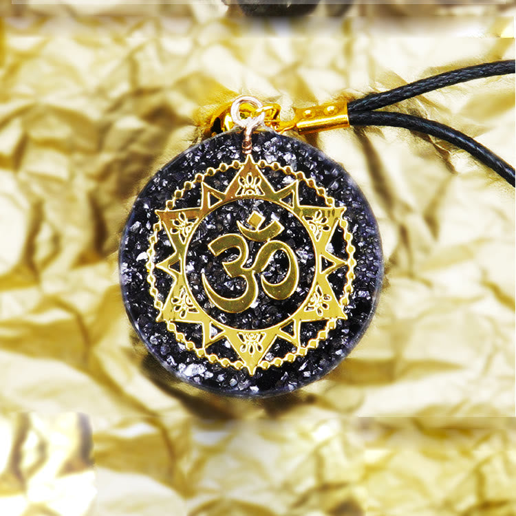 Olivenorma Blue Sandstone Red Agate OM Orgone Necklace - image 1