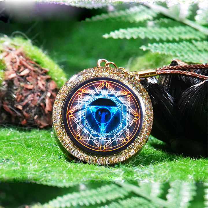 Olivenorma Obsidian Metatron's Cube Orgone Necklace - image 1