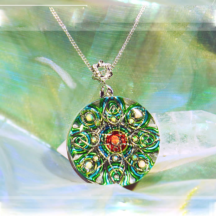 Olivenorma Green Rutilated Quartz Fire Opal Necklace - image 4