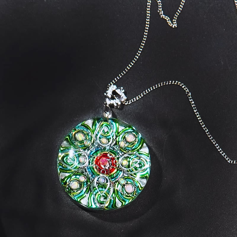 Olivenorma Green Rutilated Quartz Fire Opal Necklace - image 2