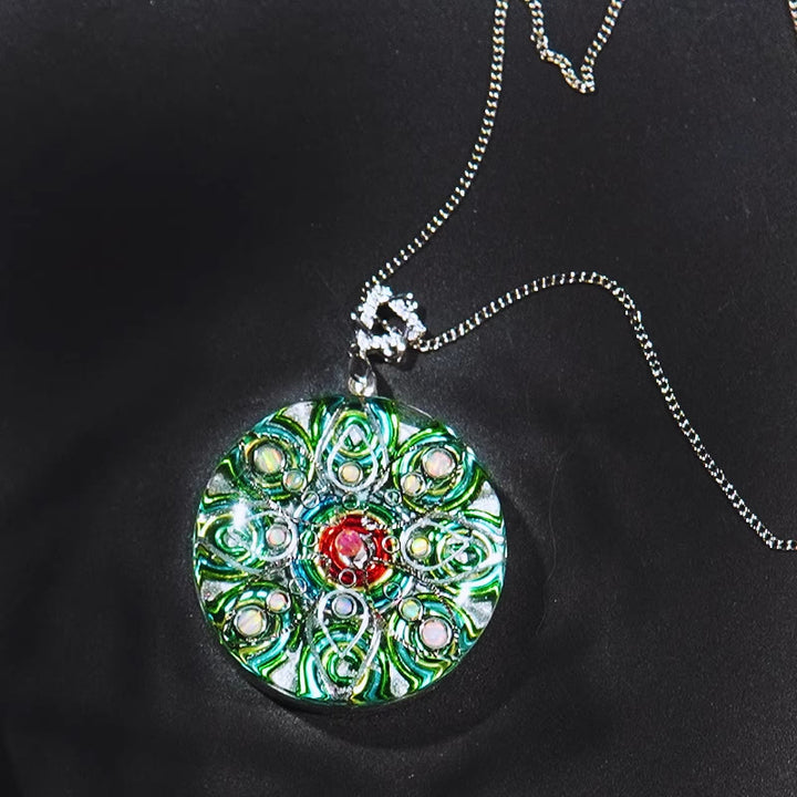 Olivenorma Green Rutilated Quartz Fire Opal Necklace - image 2