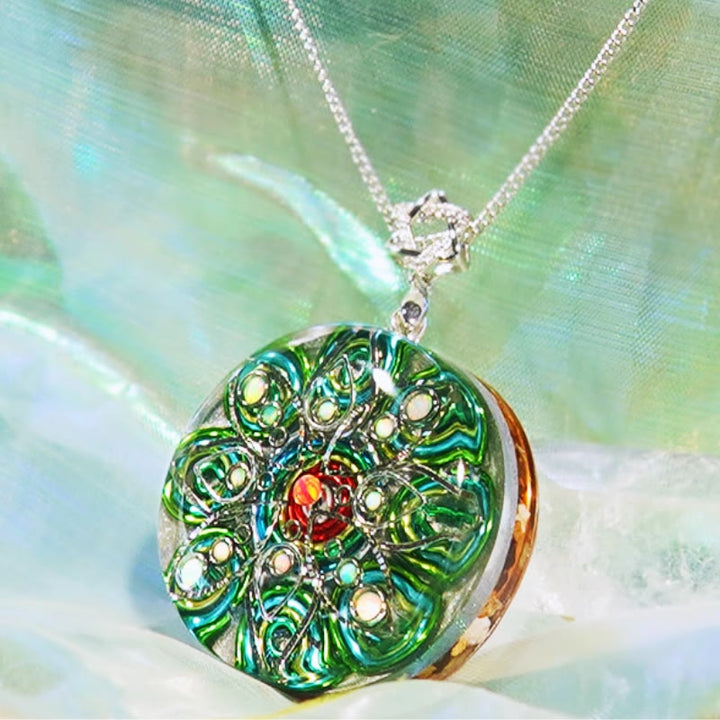 Olivenorma Green Rutilated Quartz Fire Opal Necklace - image 3