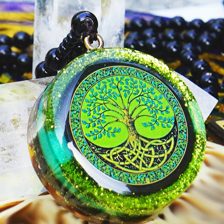 Olivenorma Peridot Tree of Life Orgone Necklace - Beaded Rope - image 0